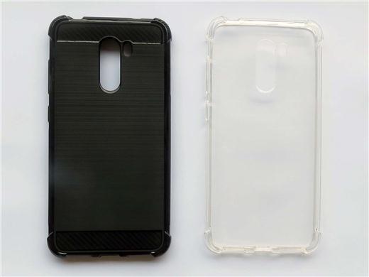 Corner Protective TPU Silicone Case cover for POCOphone F1-Transparent &Black