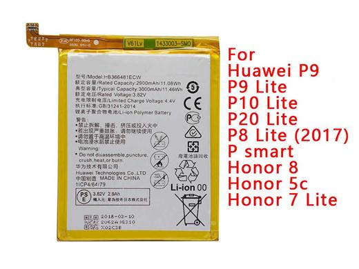 Batterie Li-ion HB366481ECW compatible avec Huawei P9/P9 Lite Honor 8/Honor 8 Youth Edition Venus NEM-UL10 EVA-DL00 2900 mAh 