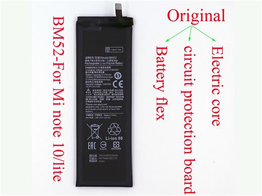 Refurbished Fast Charge Battery BM52 for Xiaomi note 10/mi note 10 Lite with 5200mAh